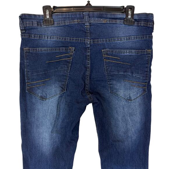 New Huntington BC Jeans Men 34x32 Blue Denim Stretch Zip Fly Mid-Rise Skinny Fit - Picture 7 of 14